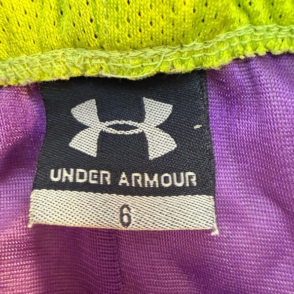 Under Armour Lime Green and Purple Little Girls Size 6 Athletic Shorts - Picture 3 of 9
